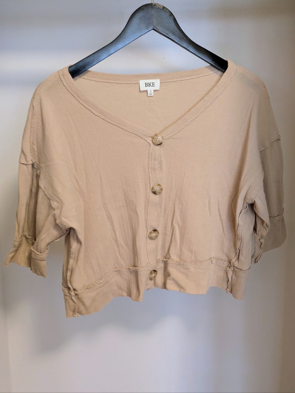BKE Tan Button Down Tee Size Small